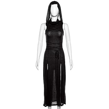 Amazon.com: Women's Gothic Sleeveless Hooded Dress Y2K Side